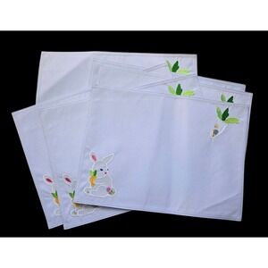 Bardwil Linens Placemats Spring Easter Bunny Lavender Pastel Sequins‎ Set of 6